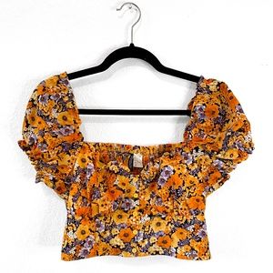 NWT Orange Floral Crop Top